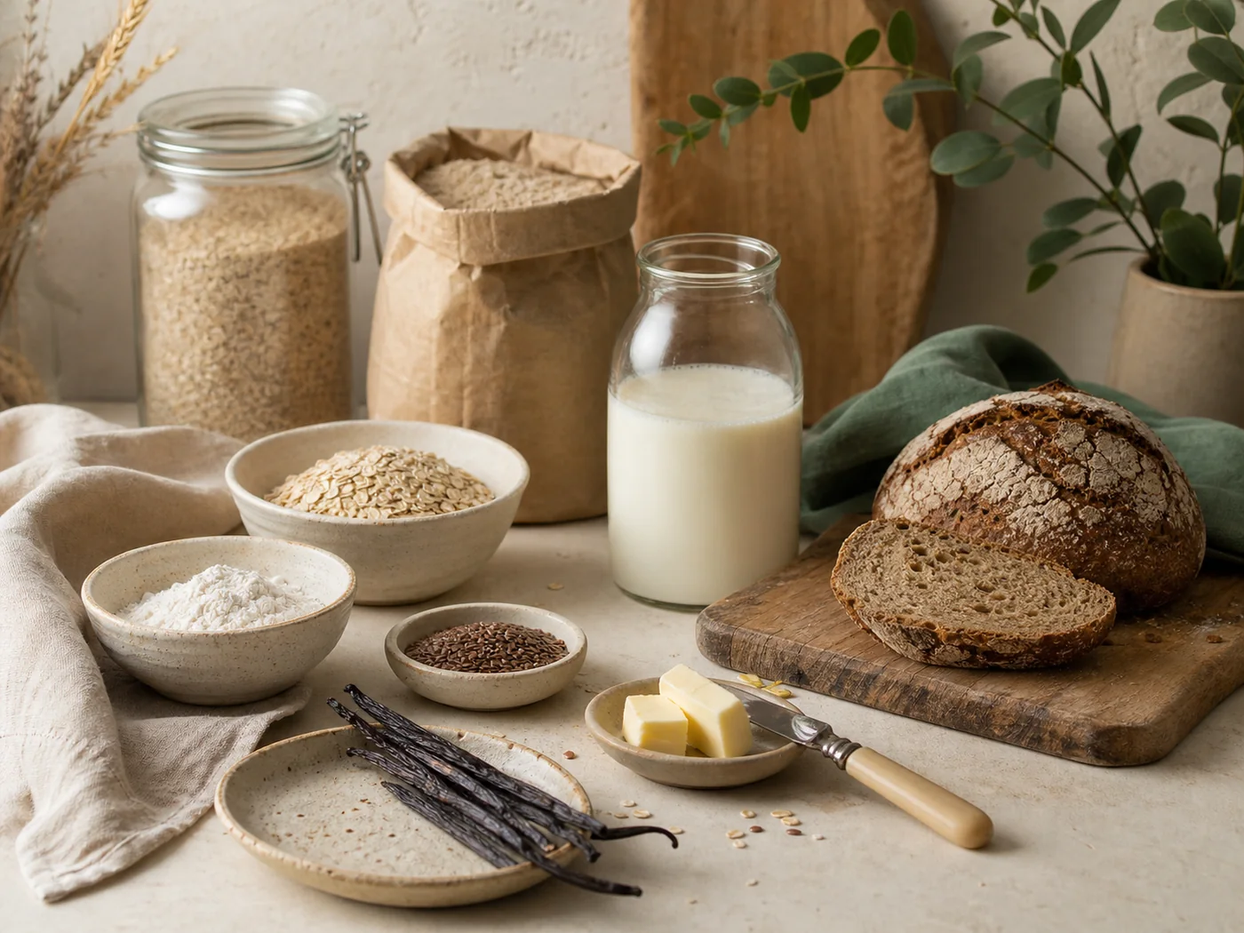 Бакалея, ваниль и продукты к столу